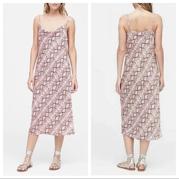 Banana Republic Snake Print Midi Slip Dress Petites - Picture 1 of 3